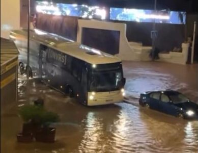 Inundación en Ibiza tras un fuerte aguacero nocturno