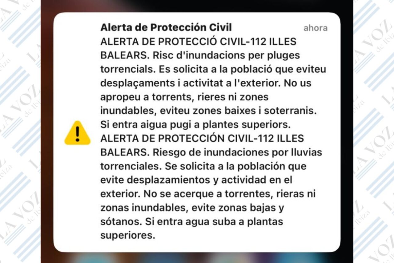Alerta de Protección Civil sobre inundaciones en Ibiza
