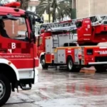 Vehículos de bomberos de Mallorca preparados para emergencias en Ibiza.