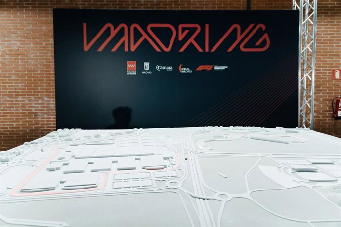 Maqueta del circuito durante la presentación del circuito de Fórmula 1 Madring, en IFEMA Madrid, a 25 de abril de 2025, en Madrid