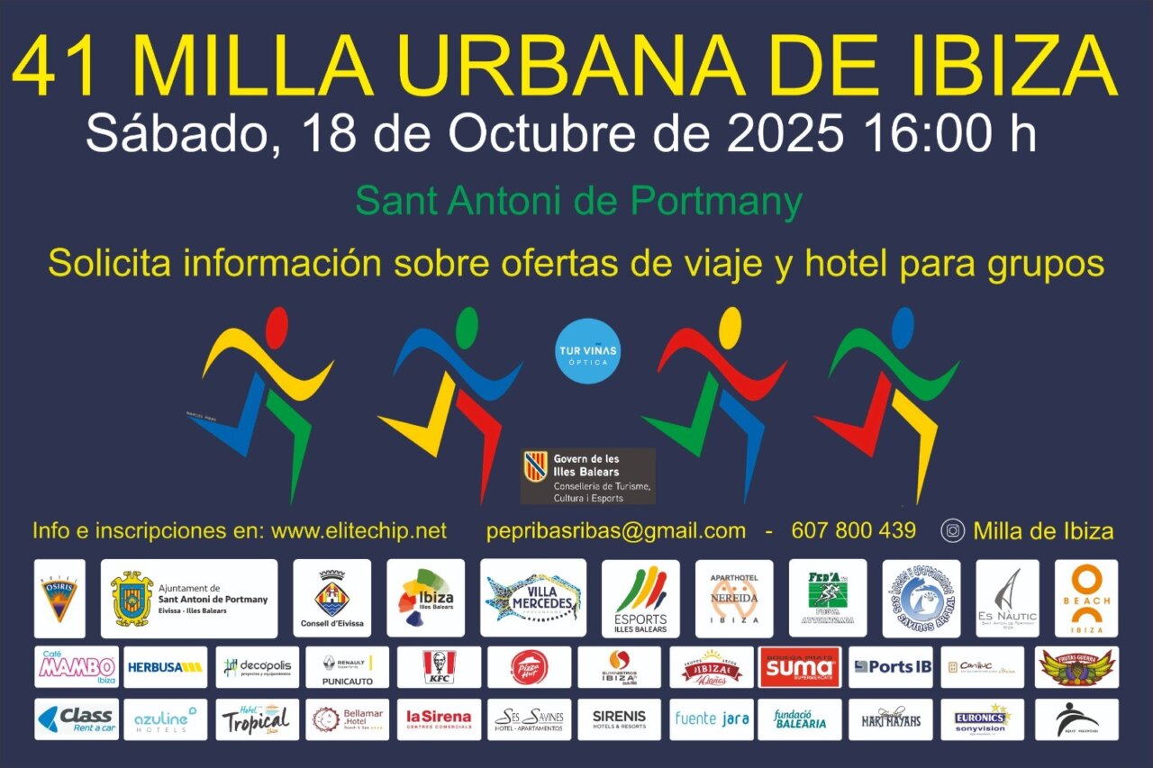 Cartel de la 41 Milla Urbana de Ibiza con detalles de la carrera.