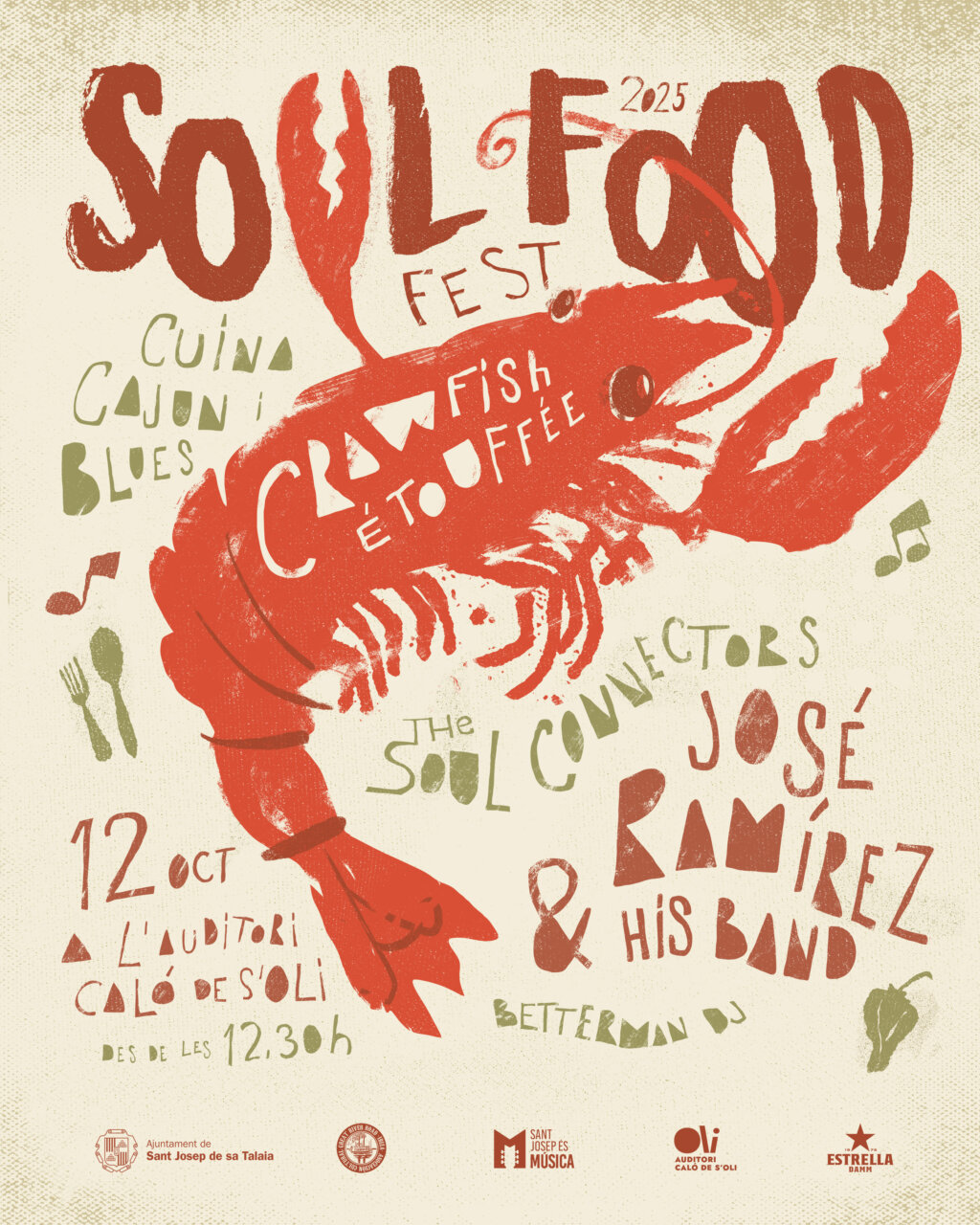 Cartel del Soul Food Fest 2025 en Ibiza con un cangrejo y detalles del evento