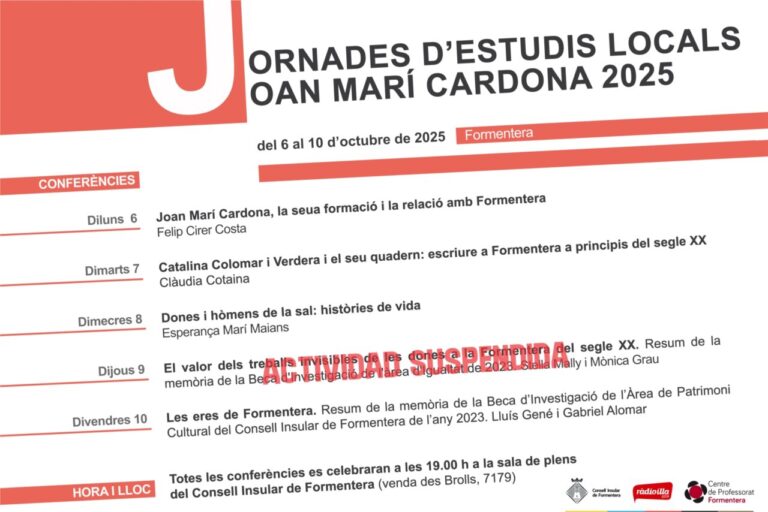 Cartel de las Jornadas de Estudios Locales Joan Marí Cardona 2025 en Formentera