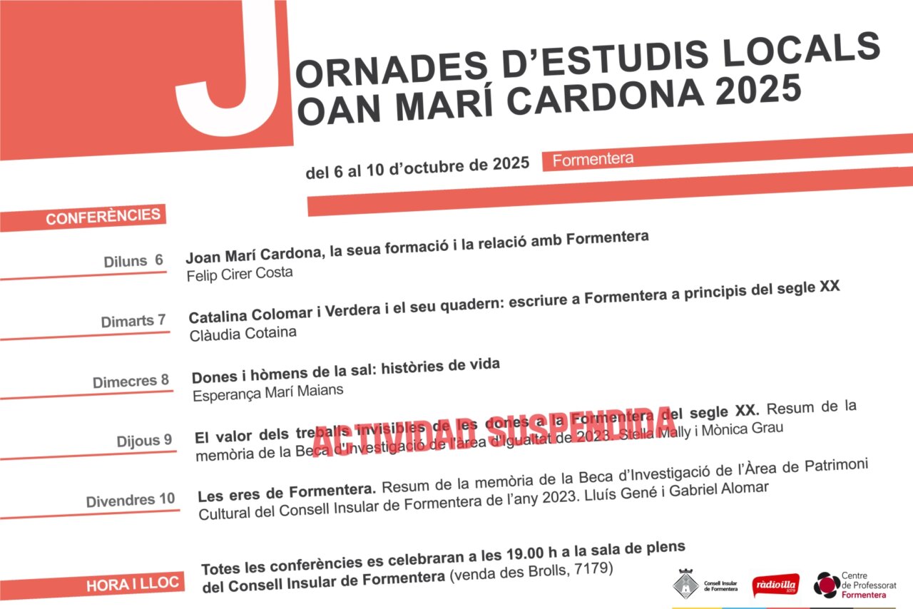 Cartel de las Jornadas de Estudios Locales Joan Marí Cardona 2025 en Formentera