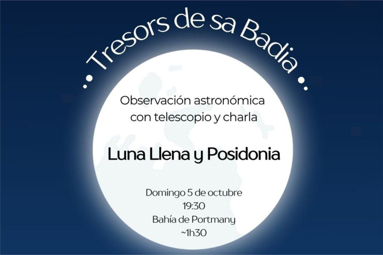Cartel de evento de observación lunar en la bahía de Portmany