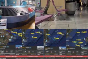 Imagen del aeropuerto de Ibiza con inundaciones y vuelos desviados