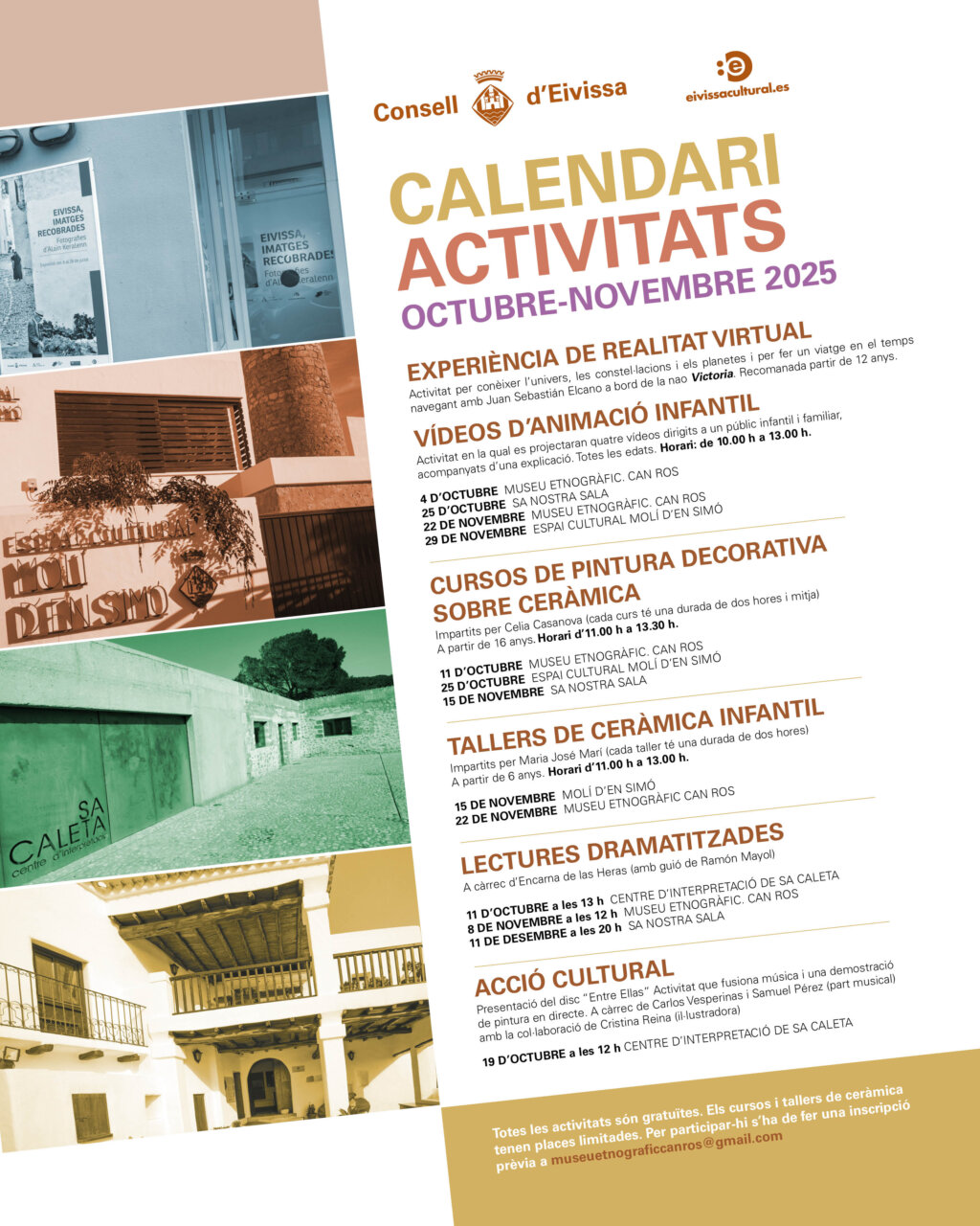 Cartel de actividades culturales en Ibiza para octubre y noviembre de 2025.