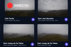 Vista de Cala Tarida durante la tormenta DANA Alice en Ibiza