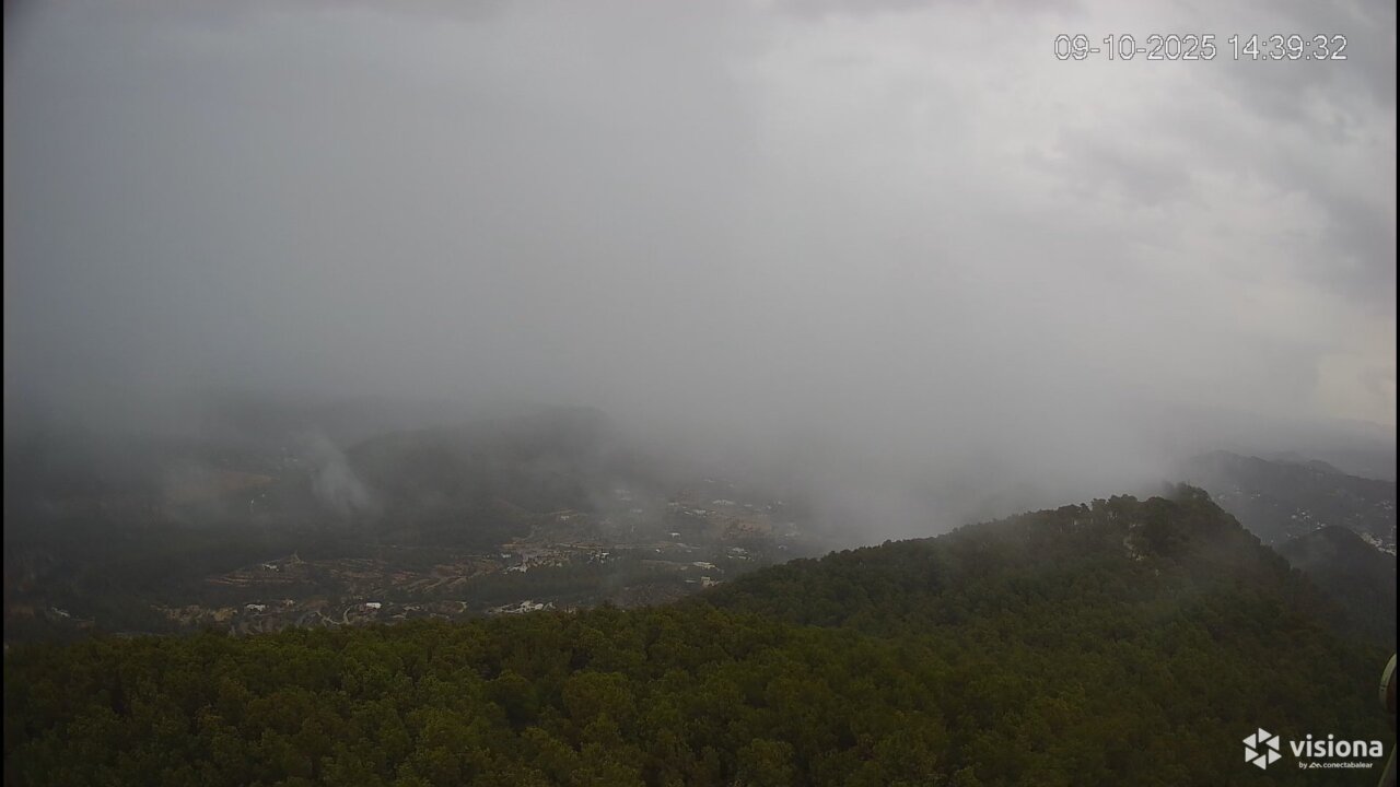 Vista panorámica de la lluvia durante la DANA Alice en Ibiza