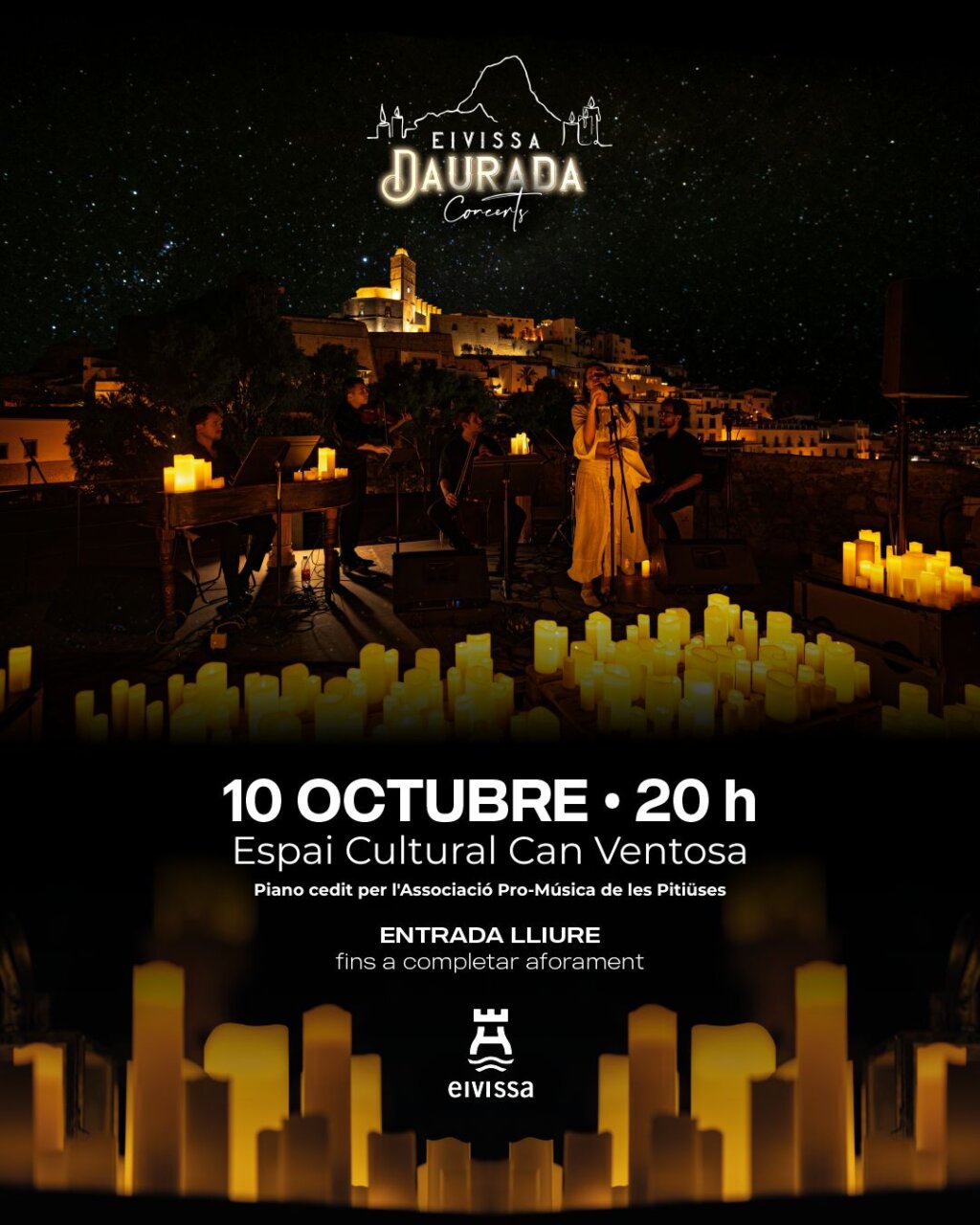 Concierto en Espai Cultural Can Ventosa con velas encendidas