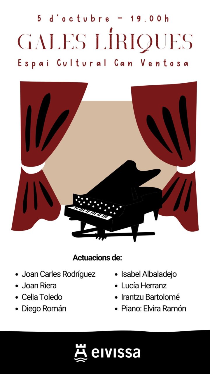 Cartel del evento Gales Líriques en Can Ventosa con piano y artistas
