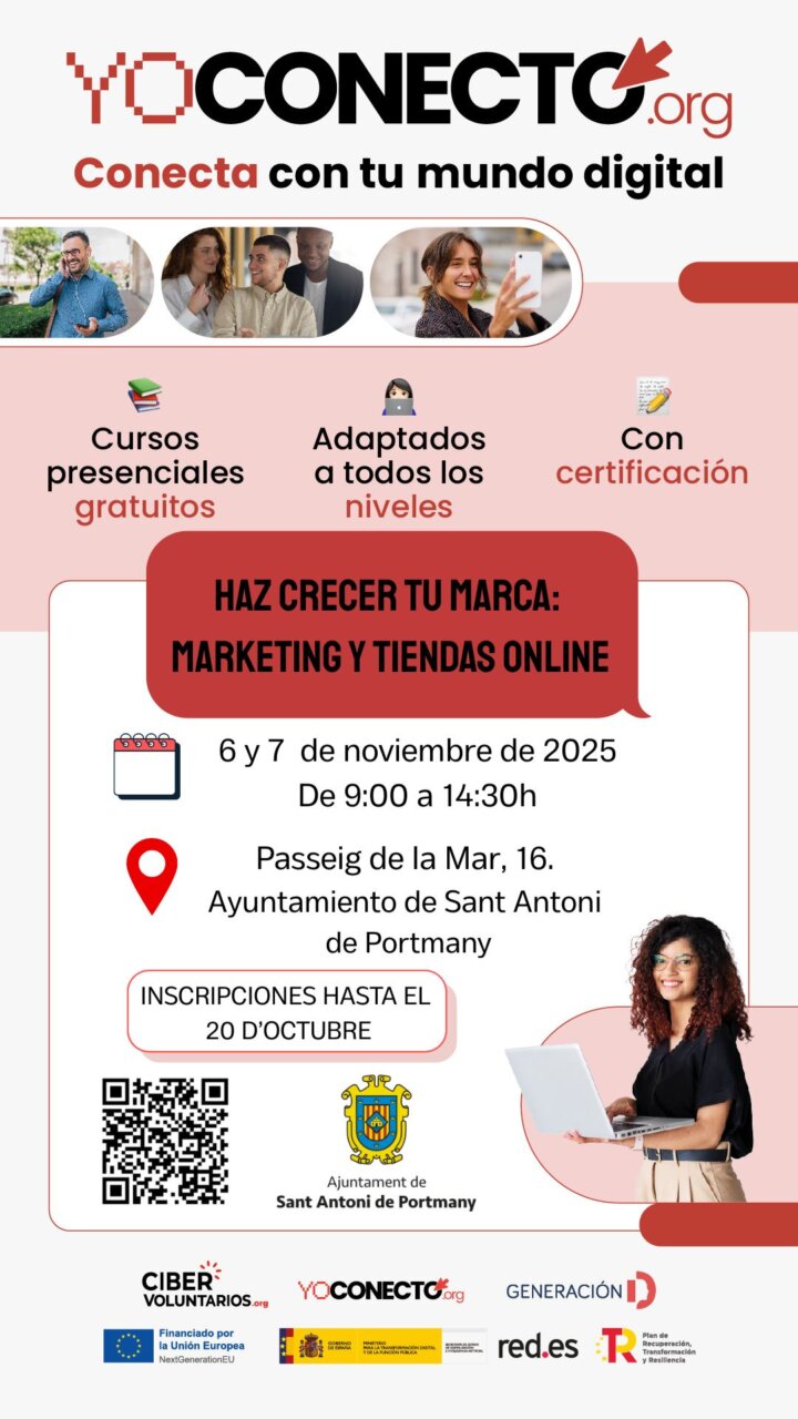 Cartel del curso gratuito de marketing digital en Sant Antoni