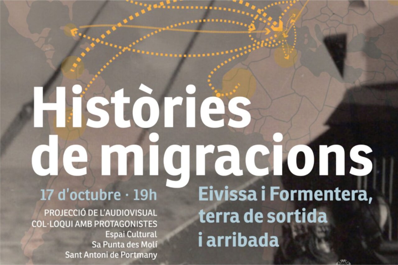 Cartel de la exposición sobre historias de migraciones en Eivissa y Formentera