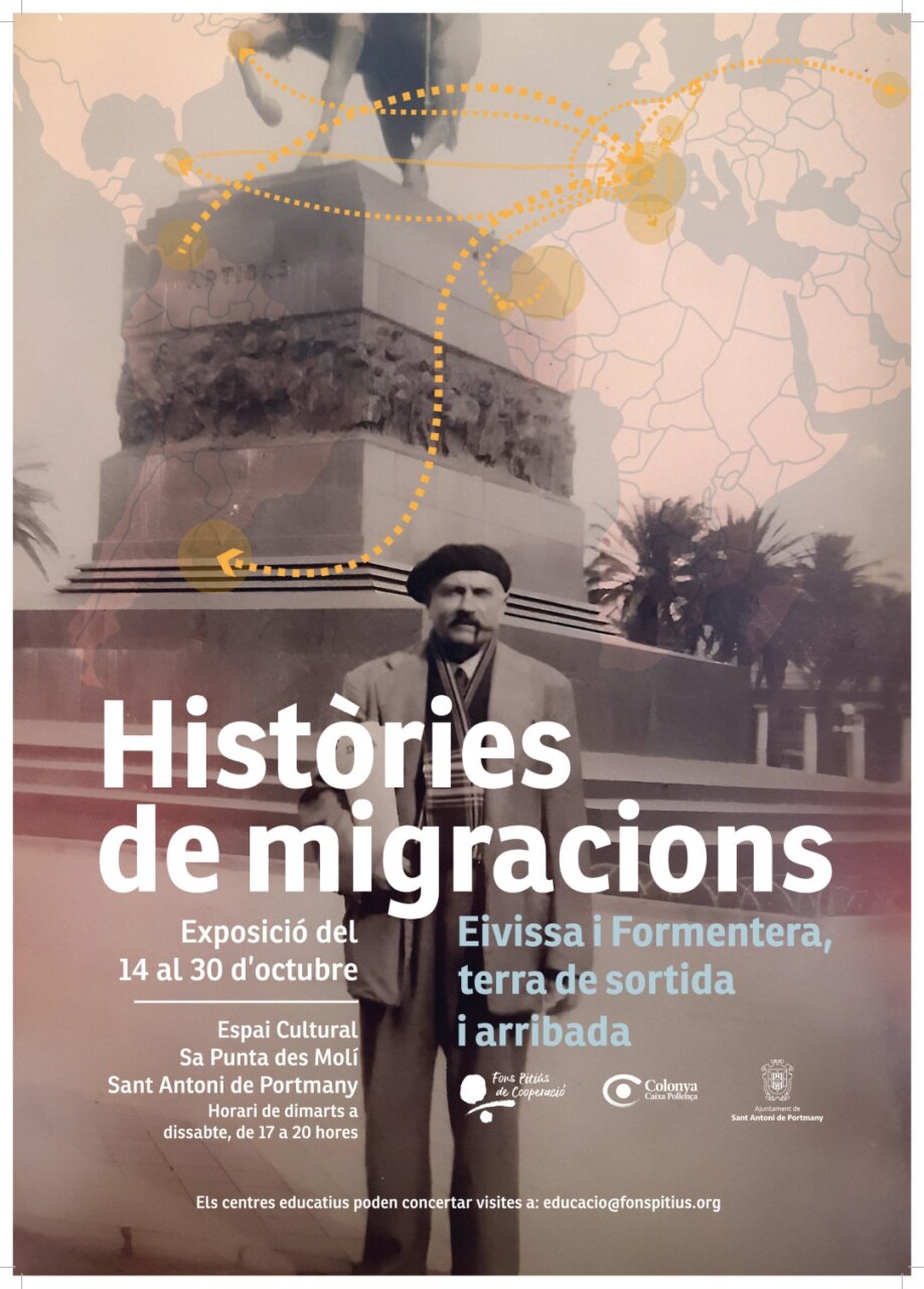 Cartel de la exposición sobre migraciones en Sant Antoni de Portmany.