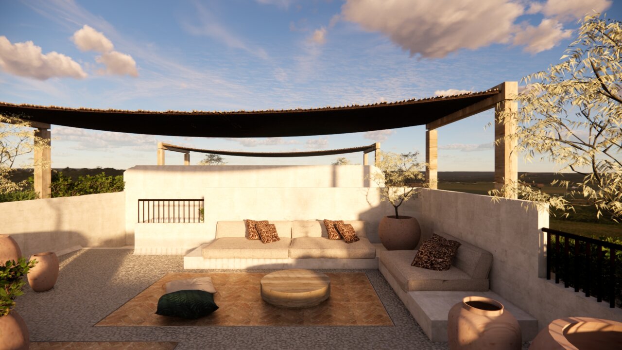 Terraza de la suite junior con vistas al paisaje ibicenco
