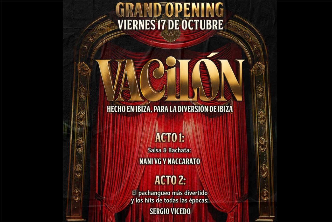 Cartel de la Opening Party de Vacilón en Teatro Pereyra, Ibiza.