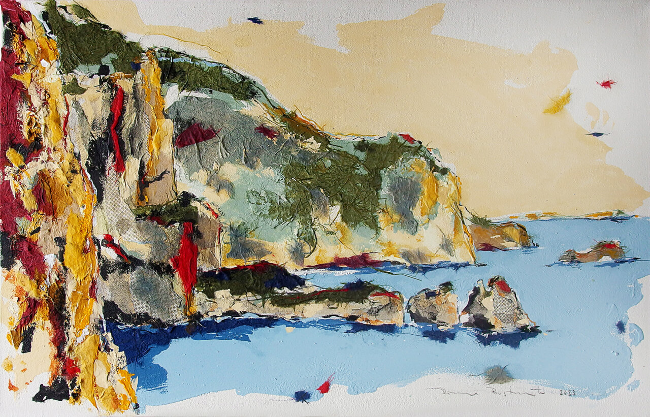 Pintura abstracta de Penyasegats en Ibiza con colores vibrantes