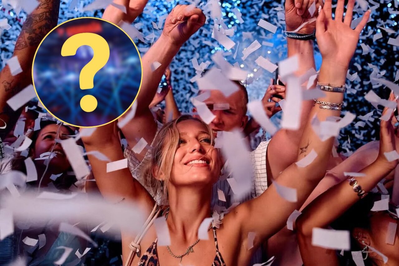 Personas disfrutando en una fiesta en Ushuaïa Ibiza con confeti