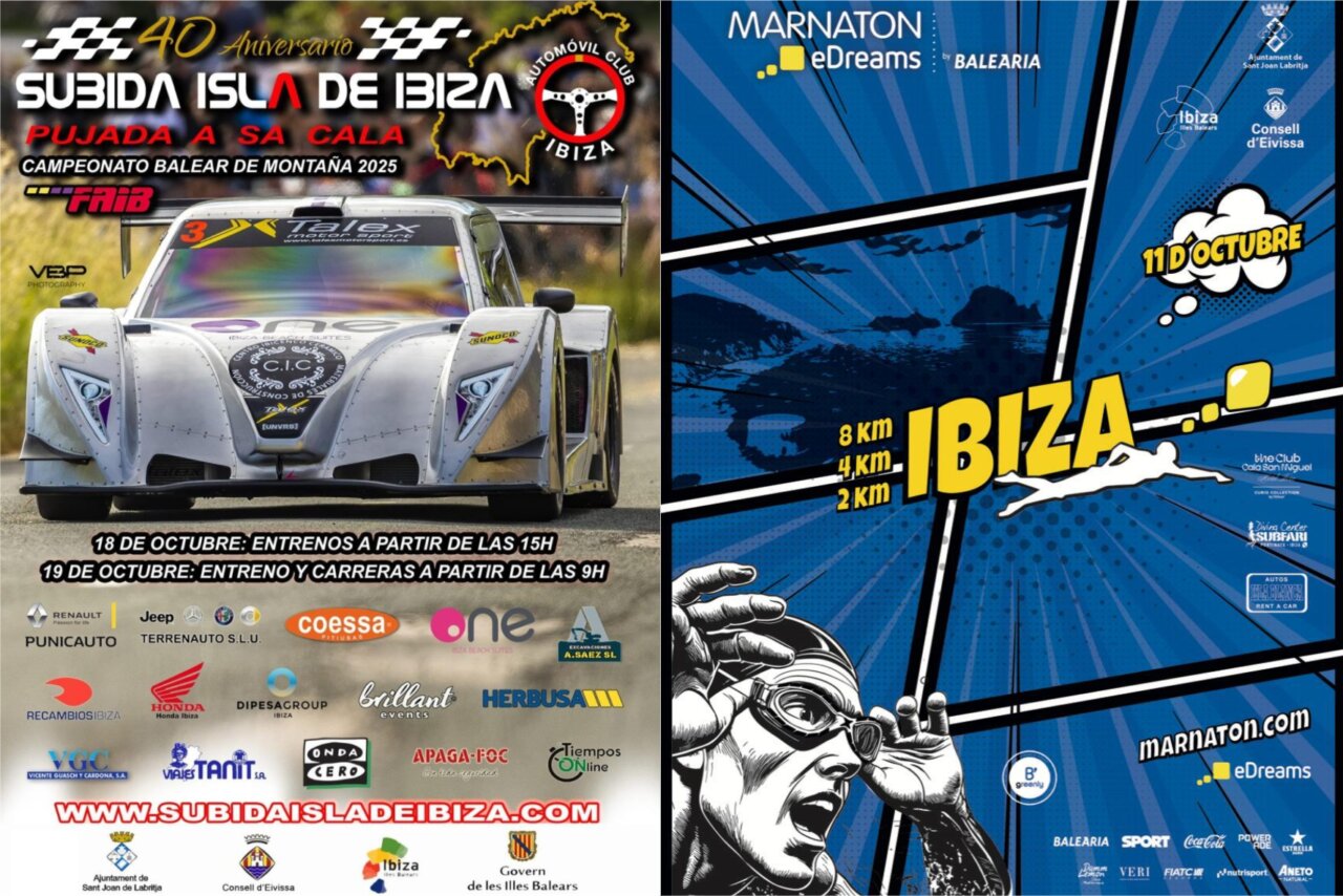 Carteles de eventos deportivos en Sant Joan, Ibiza