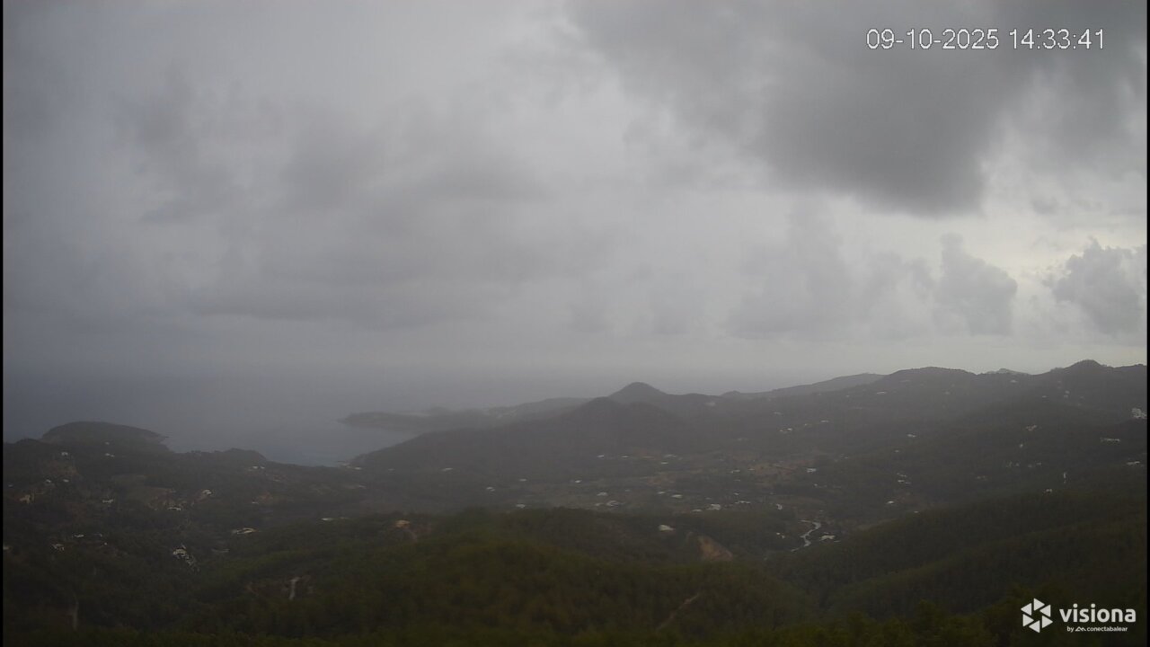 Panorámica de la Talaia de Sant Joan en Ibiza con cielo nublado