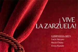 Cartel del espectáculo Vive la zarzuela en Ibiza con fondo rojo