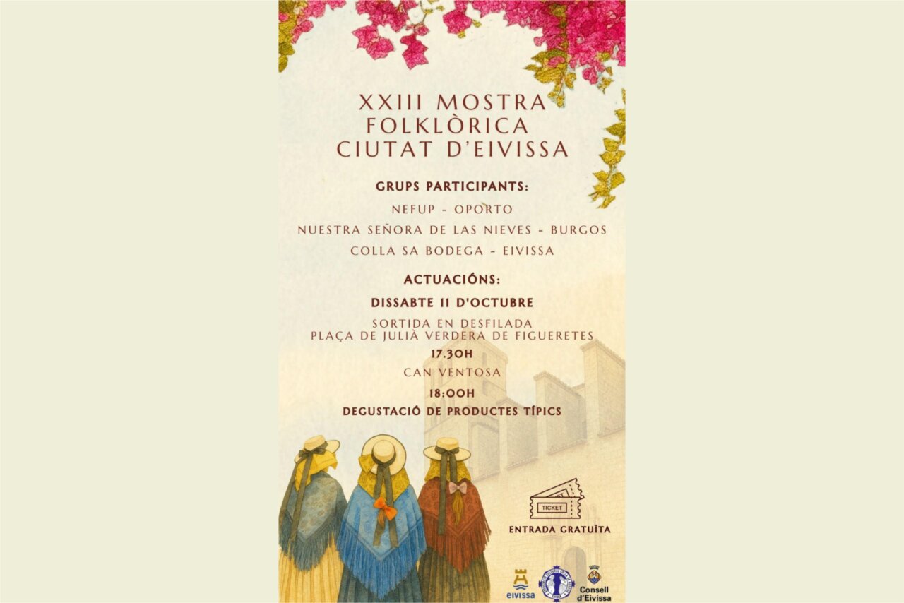 XXIII Mostra Folklòrica Ciutat d’Eivissa Cartel de la XXIII Mostra Folklòrica en Eivissa con grupos participantes