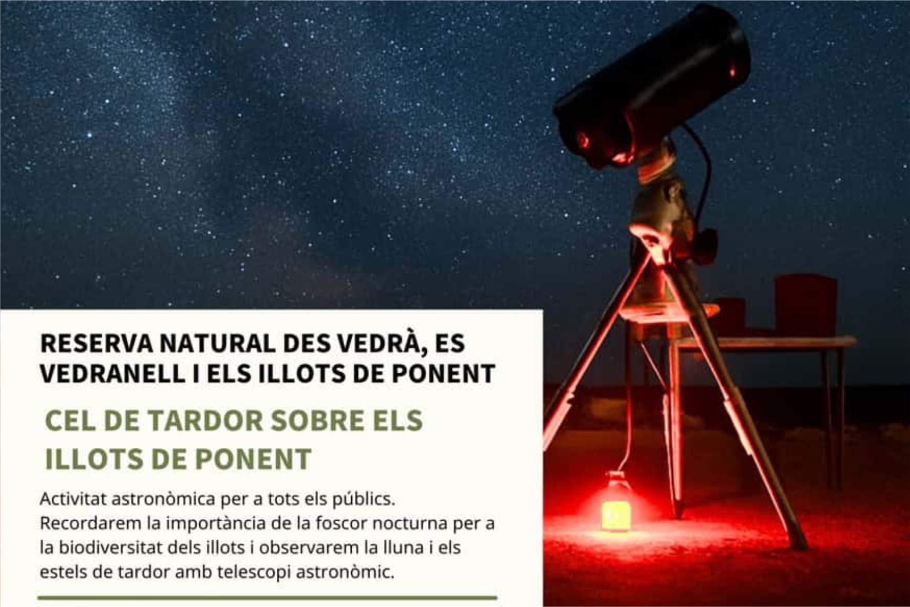 Observación astronómica “Cel de tardor sobre els Illots de Ponent”