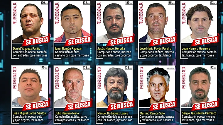 Los diez fugitivos españoles más buscados por la Policía Nacional