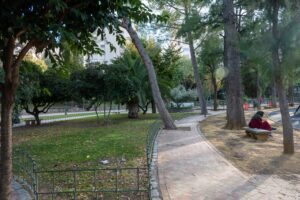 Parque de la Concordia, situado en pleno centro de Ja&eacute;n, donde aparecieron los cuerpos sin vida de las dos adolescentes de 15 y 16 a&ntilde;os