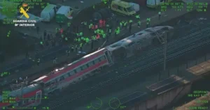Imagen a&eacute;rea de la zona del accidente de tren en Adamuz