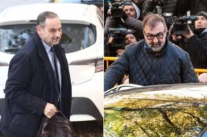 El exministro José Luis Abalos y su exasesor Koldo García, en las puertas del Tribunal Supremo, en Madrid (España)