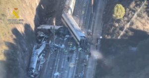 Imagen a&eacute;rea de la zona del accidente de tren en Adamuz