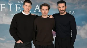 Miguel Bernardeau, Carlos Cuevas y Miguel &Aacute;ngel Silvestre durante la presentaci&oacute;n de la pel&iacute;cula 'La Fiera'