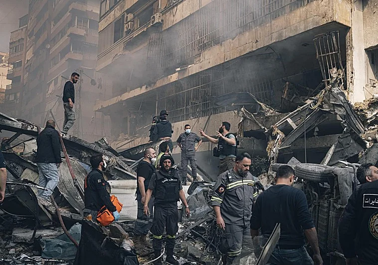 Barrio al sur de Beirut, capital del L&iacute;bano, tras los recientes ataques de Israel sobre la ciudad