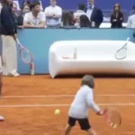 El momento m&aacute;s tierno en el Bernab&eacute;u: Rafa Nadal juega con su hijo al tenis y emociona a todos