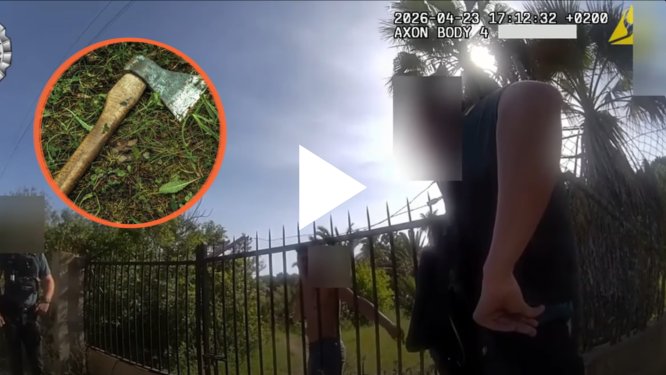 Operativo de la polic&iacute;a de Sant Josep durante una presunta okupaci&oacute;n. Imagen del hacha ilustrativa.