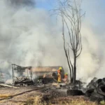 Incendio de un cami&oacute;n abandonado junto a la A-3