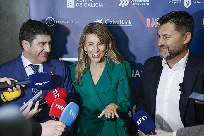 La vicepresidenta segunda del Gobierno y ministra de Trabajo y Econom&iacute;a Social, Yolanda D&iacute;az en Vilagarc&iacute;a