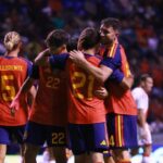 La Selección española durante su encuentro contra Perú el 8 de junio