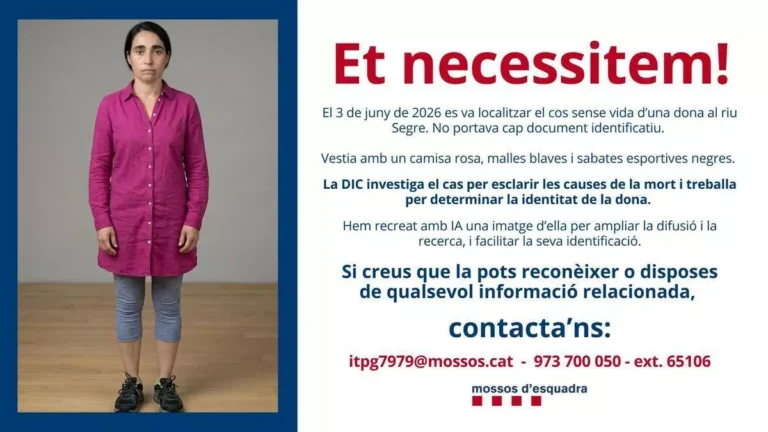 Recreaci&oacute;n con IA de la mujer encontrada muerta en el r&iacute;o Segre