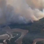 Vista a&eacute;rea del incendio de Leci&ntilde;ena