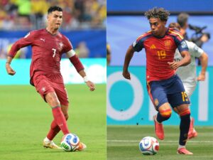 Cristiano Ronaldo y Lamine Yamal