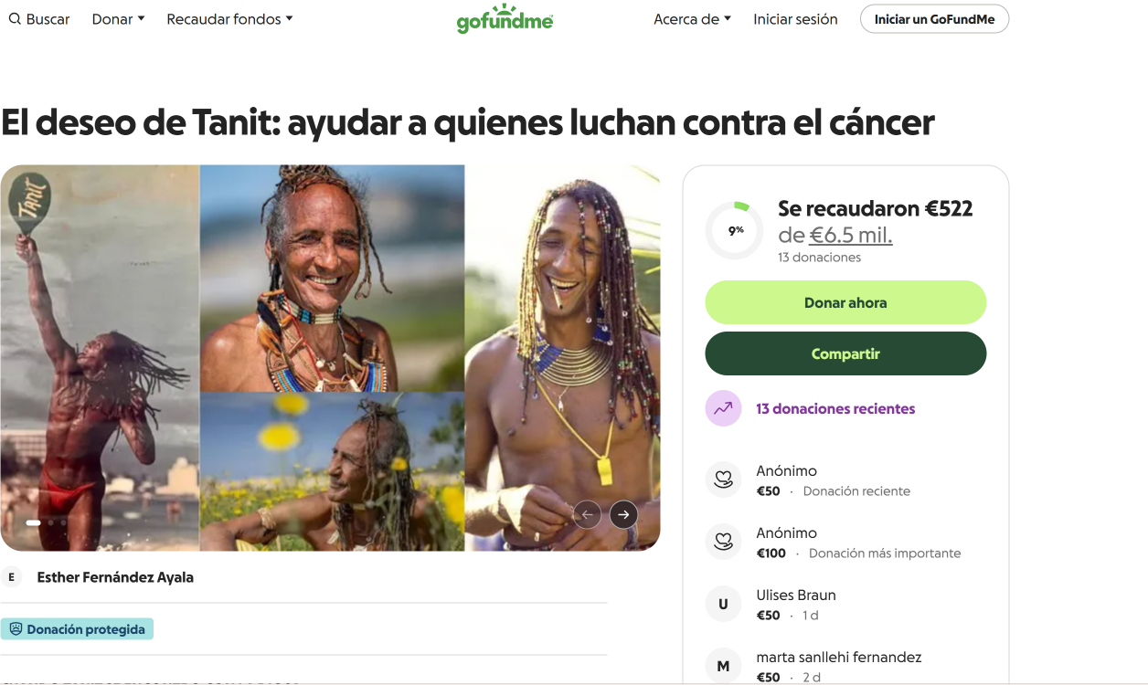 Campa&ntilde;a de GoFundMe para cumplir el &uacute;ltimo deseo de Tanit