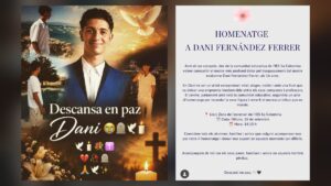 Cartel difundido por la comunidad educativa de Sa Colomina convocando al homenaje por el fallecimiento de Daniel.