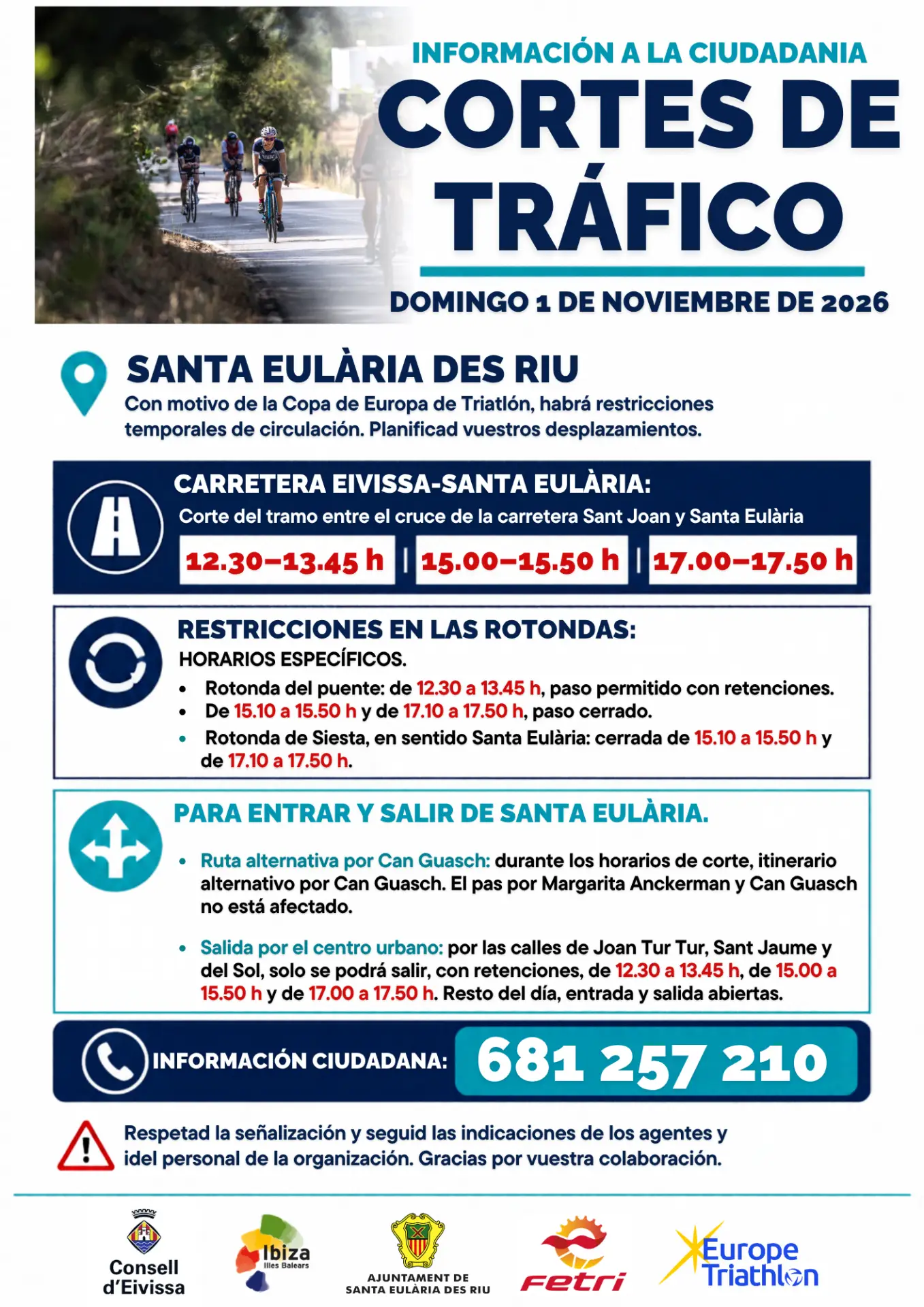 Cortes de tr&aacute;fico en Ibiza por la Copa de Europa de Triatl&oacute;n