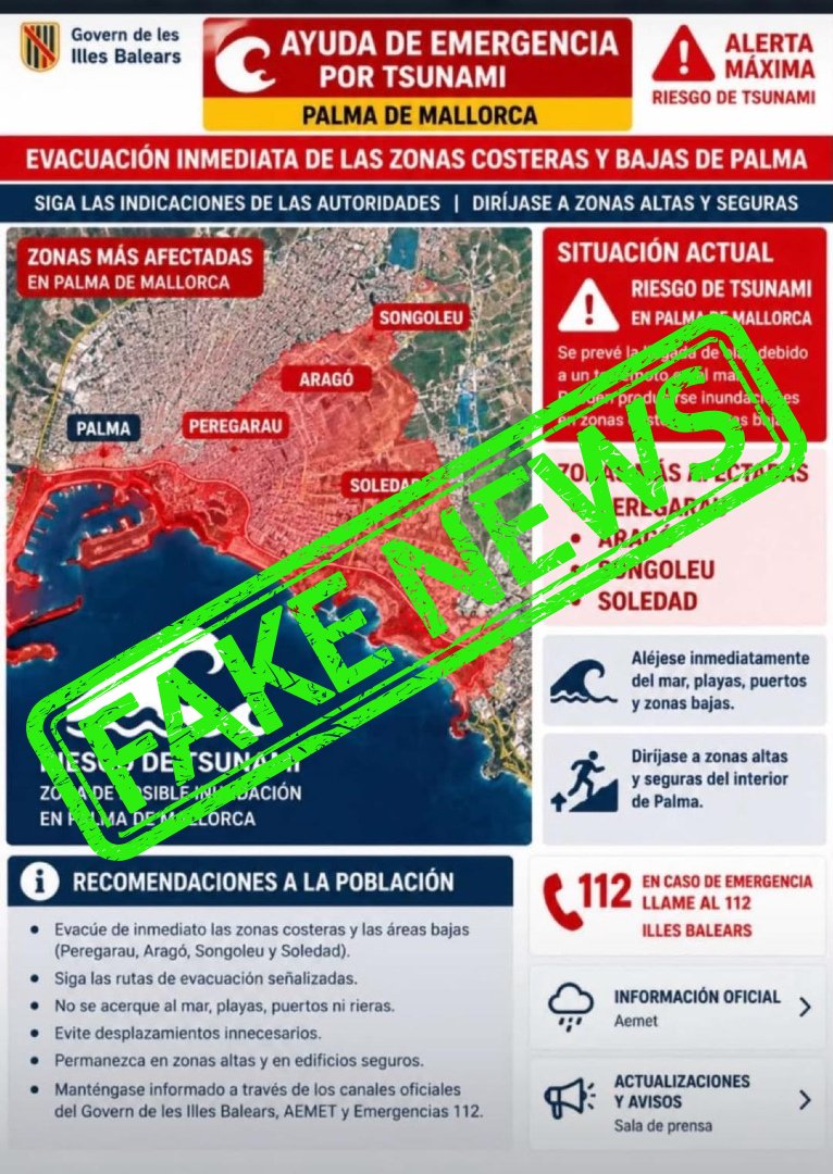 Bulo que circula sobre el falso tsunami en Palma