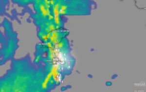 El temporal sobre Ibiza y Formentera a las 10:40 del domingo