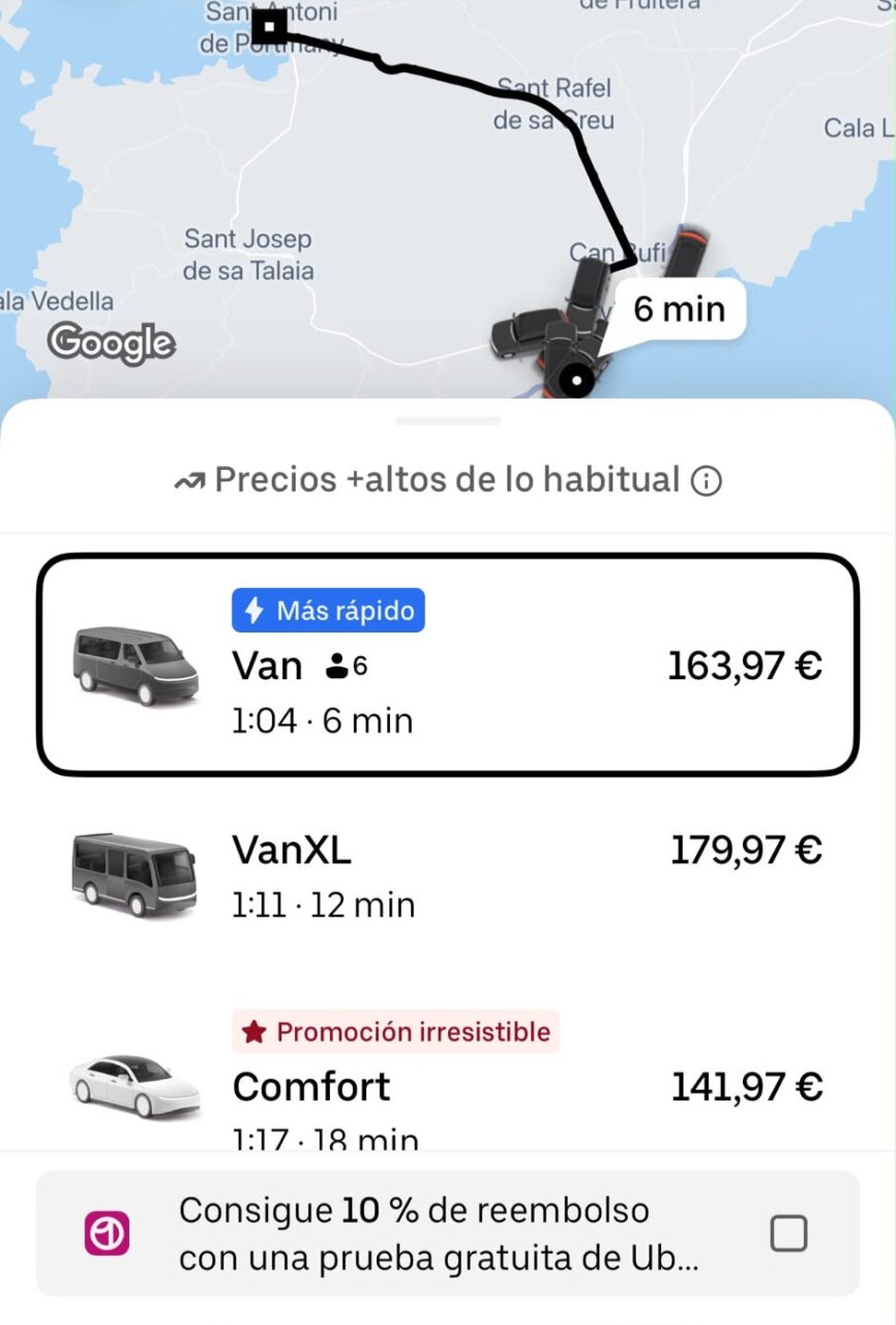 Pantallazo de Uber